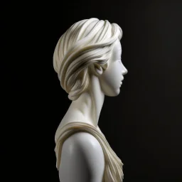 simple 3/4 view of a female marble sculpted hair