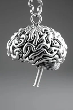 brain made by silver cuban chain