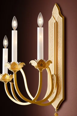 antique wall sconce with burning candle, close up photography, wood, on white background, ultra detailed, geometric details, in the style Medieval , Canon EOS, 35mm lens, 8k, photorealistic, --ar 2:3