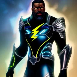 ultra detailed fullbody portrait of Black Lightning ,wearing Armor, extremely detailed digital painting, extremely detailed face,crystal clear eyes, in the style of Ken Kelley robert e howard and pablo oliveira and Keith Parkinson , mystical colors, perfectly centered image, perfect composition, rim light, beautiful lighting,8k, stunning scene, raytracing