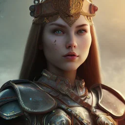 portrait of a warrior with godddes girl themed armour. extremely detailed. dslr. 100 mm lens, perfect position, unreal engine