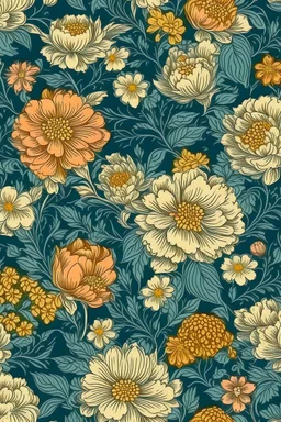 flowers floral pattern in the style of Henri Fantin-Latour -- tiled