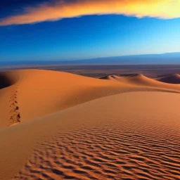 désert du Sahara, coucher de soleil, dune de sable, montagne, rochers