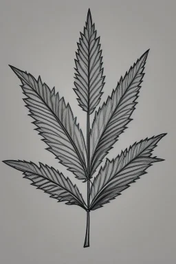 Pencil sketch of a marijuana leaf on lined paper