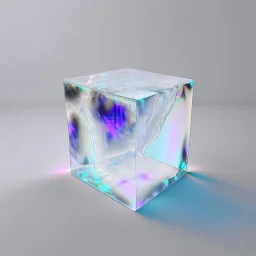 3d holographic marble square isolated on infinite white background, glow, glass effect, 4k. sober. fintech