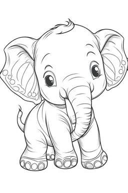 outline art for cute Elephant coloring pages with sitch, white background, Sketch style, full body, only use outline, toddlers style, clean line art, white background, no shadows and clear and well outlined.