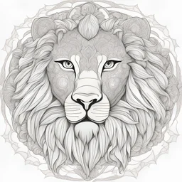 Outline for lion head with in flawors background pencil sketch only mandalas style clean line art white background, no shadows and clear and will outlined