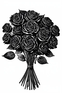 Dead black roses bouquet Black And White Graphic