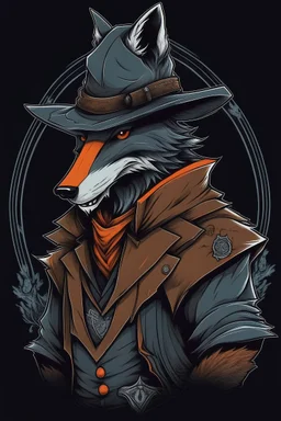 mysterius hunter with fox's mask like bloodborne style