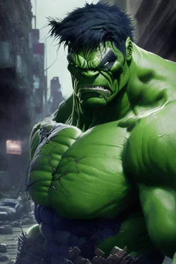 the hulk as ninja, anime, depth of field, nvidia graphics