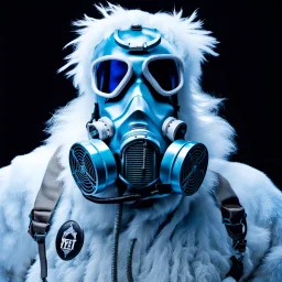 Yeti in an elastomeric respirator, Kananaskis Country, Sci Fi, post-apocolapse