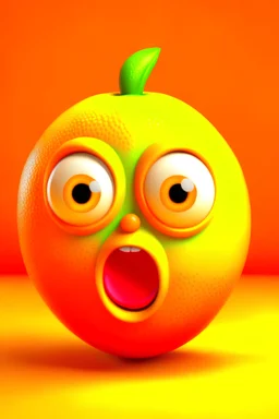 An orange with a feisty expression that’s female with eyelashes and lips. Doesn’t look mad
