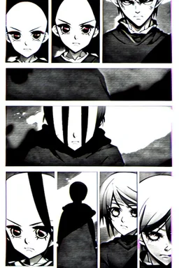 Manga page, greyscale, horror