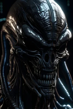 evil alien, brutal face, tron, head, burn eyes, 8k, finely detailed, dark light, photo realistic, hr giger, cyberpunk, dangly things hanging from his face,award-winning, higher detail, photorealistic, horror, nightmare, insane graphics, perfect lighting in shadowing, image upscaling X 2,