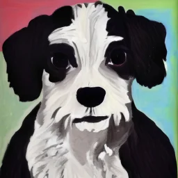 Beautiful portrait of a black and white Cavachon indoors by picasso