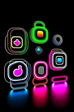 instagram and facebook advertising icons black background neon lights