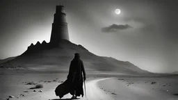 Omani dark tower , dark Grayscale, Mystical Wise