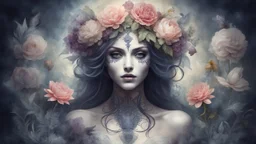 beautiful woman phantom, flower, mysticism, esotericism,