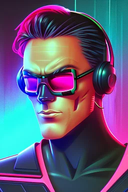 synthwave gamer who wears bandana