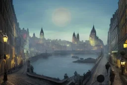 Quebec city+Livorno canal+old city lamps on bridges+corner building on hill++Gothic city+BioShock+Dishonored+Bloodborne +trieste+Edinburgh+Chicago+victorian London+decòpunk Skyscraper+ +steampunk+biopunk+alphonse mucha, greg rutkowski,matte painting, cryengine, hyper detailed, felix kelly, fantasy art, seb mckinnon