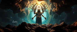 close up of abraxas in the fish eye web, interdimensional portal