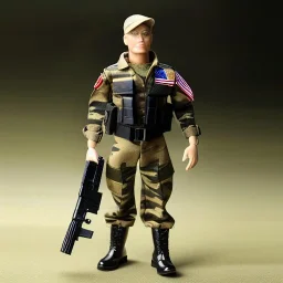 G.i. Joe toy camouflage khaki doll Donald Trump orangy face with boots full body in package high resolution 2019, in a box with gun