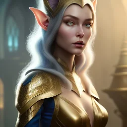 Closeup of a elven thief in a magic glass laboratory, levitated lab equipment, 4k, Highly Detailed, Masterpiece, Pretty but evil Face, perfect eyes, Digital Illustration, Cinematic Lighting, Realistic, Sharp Focus, Centered, Beautifully Lit, Bioluminescent by Stanley Artgerm Lau