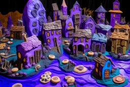 A light purple undead village made out of cookies and cakes painted by Edvard Munch