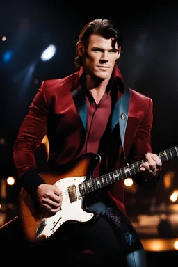 Alan Ritchson/Leonard Nimoy/Paul Stanley/Elvis Presley hybrid as Steven J. Kankels