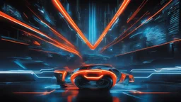 tron legacy movie, city of lights blue, red and orange, programs, motors