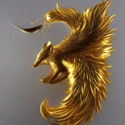 Gold Fox with five tails and wings