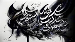 Calligraphy and combination of gray, black and white colors