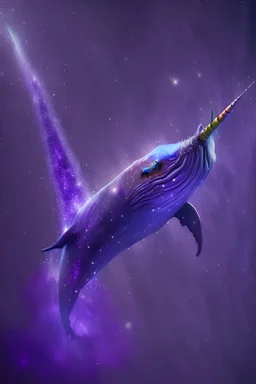 space narwhal, cinematic lighting, purple black, realistic