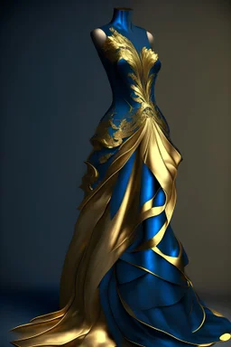 Golden dress with blue end
