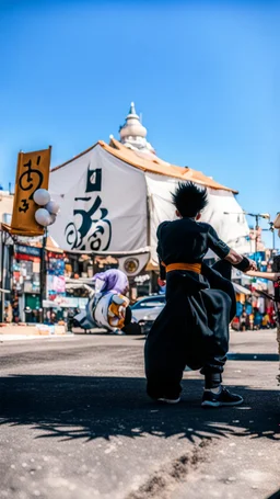 Imagine a dragon ball character, Filmado em Canon EOS R5, lente 50mm, profundidade de campo, velocidade do obturador 1/1000, f/2.8, balanço de branco, 6000k. Alta resolução, detalhes realistas, efeito HDR, grão de filme, 4K. --ar 16:10 --s 700 --q 5