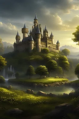 beautiful landscape, atmospheric, depth of field, realism, focal point, castle