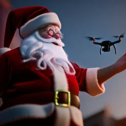 Drone kullanan noel baba, octane render, 8k, --ar 1:1