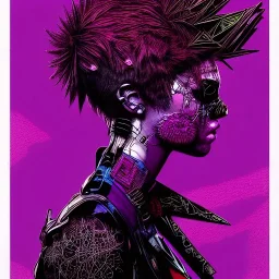 beautiful punk girl, hyper detailed, hyperdetailed, intricately detailed, illustration by <kilian eng> <Yoji Shinkawa>, purple tones,