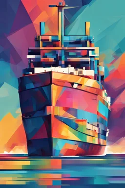 CARGO SHIP ABSTRACT DESIGN COLORFUL