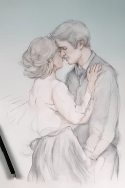 A drawing of a couple slow dancing