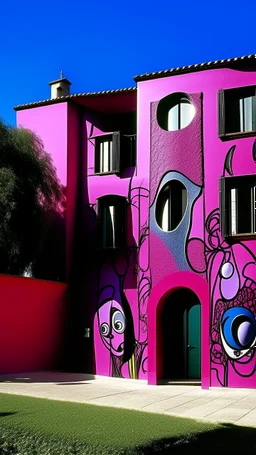 A purplish magenta palace with mystic mirrors painted by Pablo Picasso