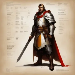 ConceptSheet: lawful paladin and his hammer with AD&D statistics [by Guy Borremans]