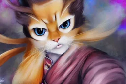 full body Samurai Cat perfect faced (((I'm the style of Mark E. Rogers))), hyperrealism, digital painting of an animation character, character illustration, glen keane, lisa keane, realistic, disney style character, detailed, digital art, 4k, ultra hd, beautiful d&d character portrait, colorful fantasy, detailed, realistic face, digital portrait, intricate armor, fiverr dnd character, wlop, stanley artgerm lau, ilya kuvshinov, artstation, hd, octane render, hyperrealism