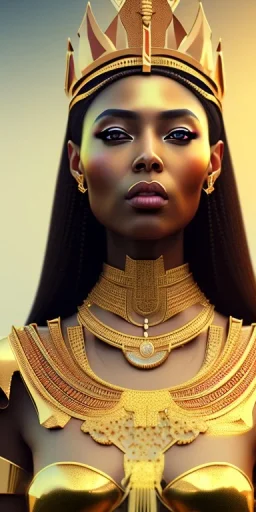 Beautiful pharaonic queen, hot pharaonic dress, full body, clear features, pretty, too many details, pharaonic background، 4k, 8k, portrait, 3d, fantasy, realistic, cinematic