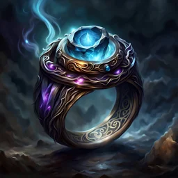 fantasy wizard ring, dark fantasy ring, realistic illustration, digital painting, magical ring