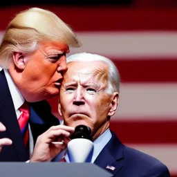 detailed realistic portrait of Joe Biden sniffing Donald Trump's hair