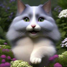 pixar style, volumetric summer garden environment and background, volumetric lighting, dramatic lighting, realistic painting of an cat, looking excited, detailed digital painting, extreme dense and fine fur, anime, ornate, colour-washed colors, elegant, small minutiae, tiny features, particulars, centered, smooth, sharp focus, renderman gofur render, 8k, uhd, detailed eyes, realistic shaded volumetric lighting, sunlight caustics, backlight, centered camera view