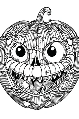 Jack o lantern. Outline, sketch style, only use outline, mandala style, clean line art, white background, no shadows, no clear wall, coloring page. mad face.