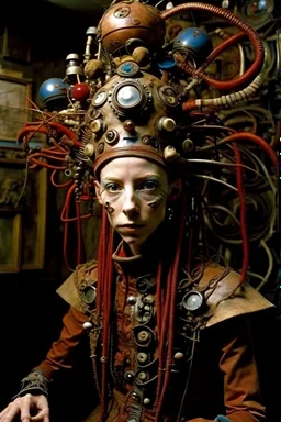 photo by tim walker,loan-blend human-alien biomorphic-animals squid indefinite head extreme wide shot head to toe portrait of weird krofft pufnstuff puppet voodoo cutie doll made of straw human nervous systems, renaissance faire alex grey hyper detailed michael cheval with a playful expression made out of mechanical parts and robot arms; cyborg details, unusual and obscure photograph by františek vobecký of a surreal scene of ghastly men, pop art, clive barker style,300mm f/.8,raw cinem