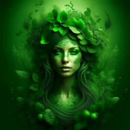 mystical powerful greenish botanical woman